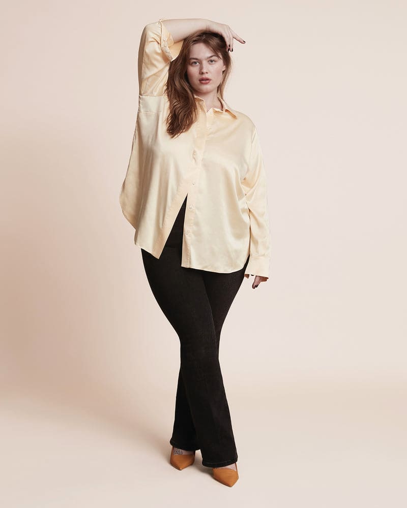 Plus size model wearing The Ballroom Shirt by 11 Honoré Collection | Dia&Co | dia_product_style_image_id:199683